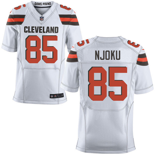 Nike Browns #85 David Njoku White Men's Stitched NFL New Elite Jersey - Click Image to Close